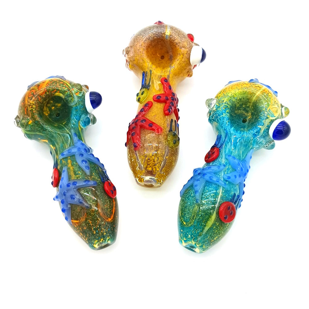 Star Art Heavy Duty Glass Pipe made from durable borosilicate glass with unique star design, compact, heat-resistant, and strong build pipe.