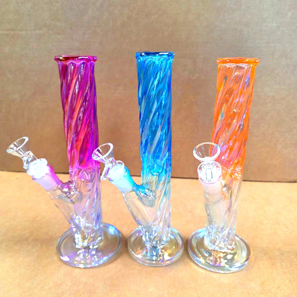 Premium straight water pipe featuring a unique twisted glass design for a stylish look and smooth use