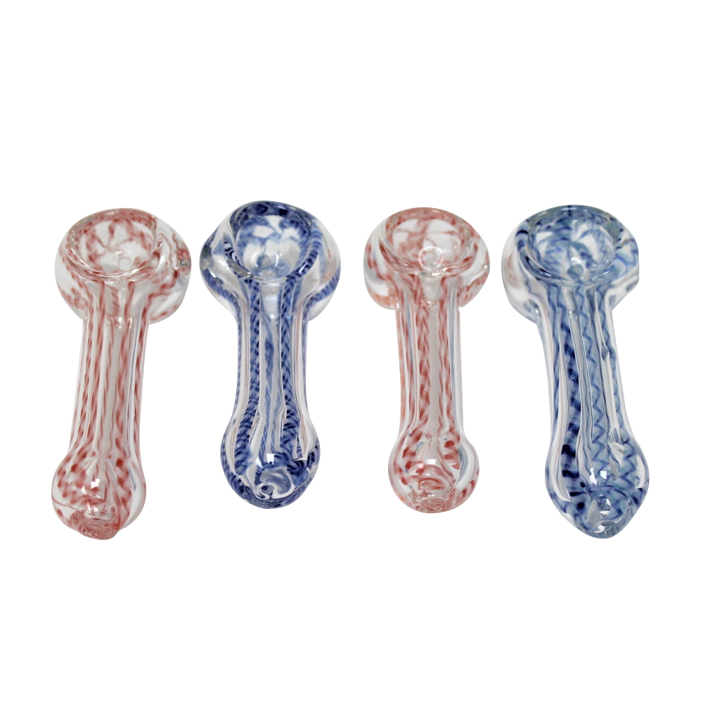 Strip Mixed Color Hand Pipe with handcrafted glass construction, colorful striped pattern, and durable portable design.