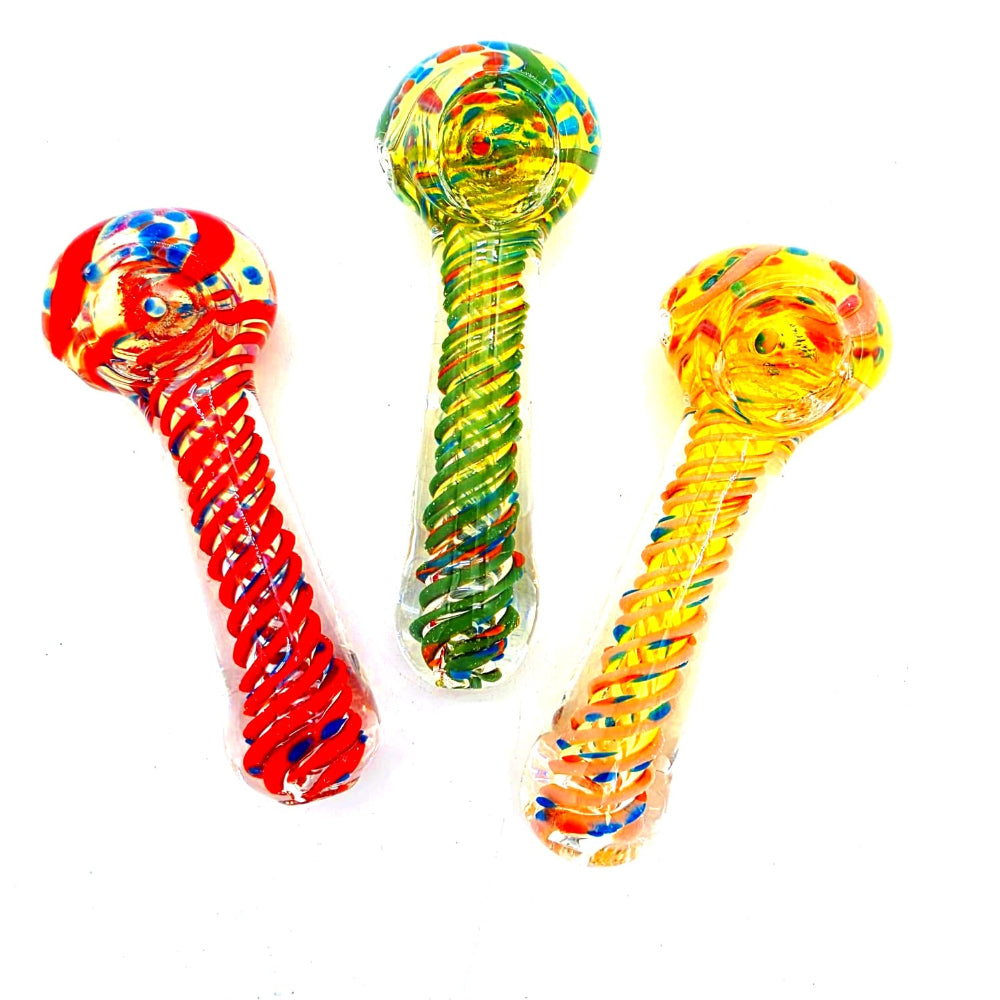 Swirl color glass hand pipe with handcrafted artistic swirl design, durable heat-resistant glass body, and smooth smoking experience for herbal use