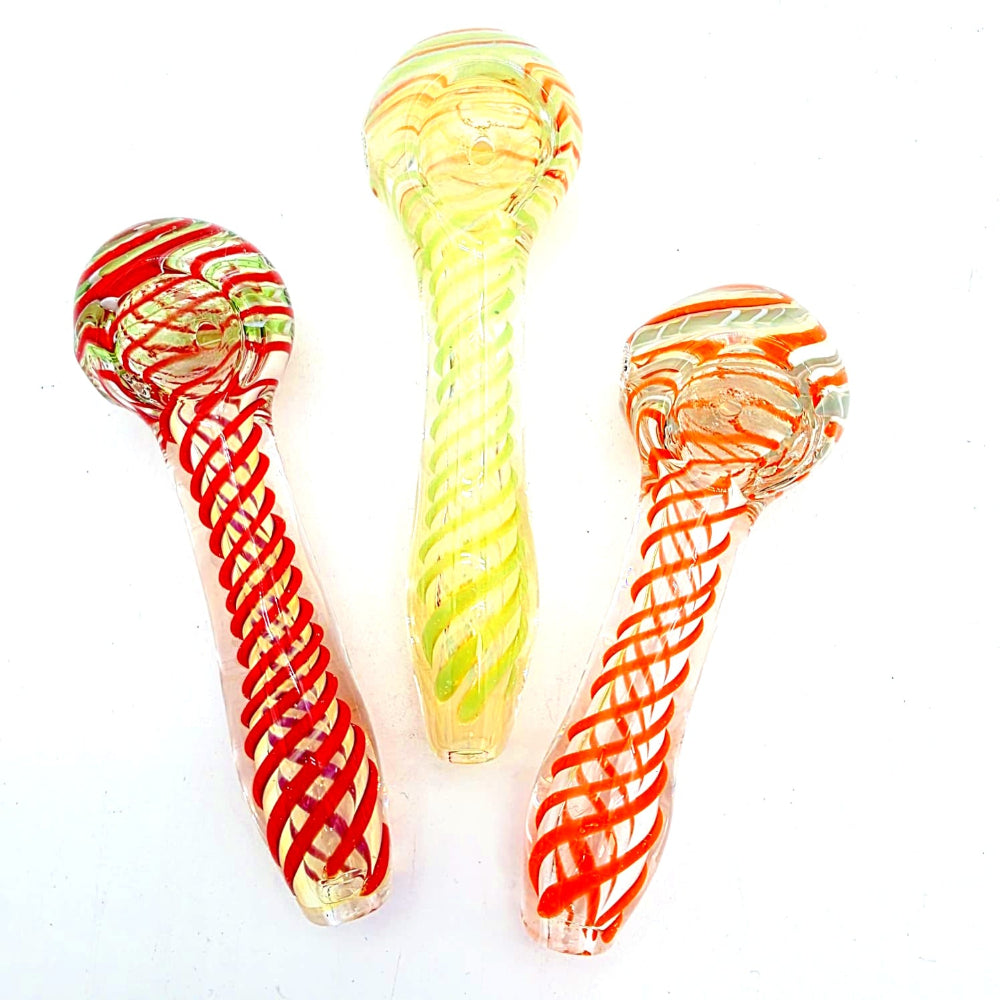 Swirl color glass hand pipe with handcrafted artistic swirl design, durable heat-resistant glass body, and smooth smoking experience for herbal use