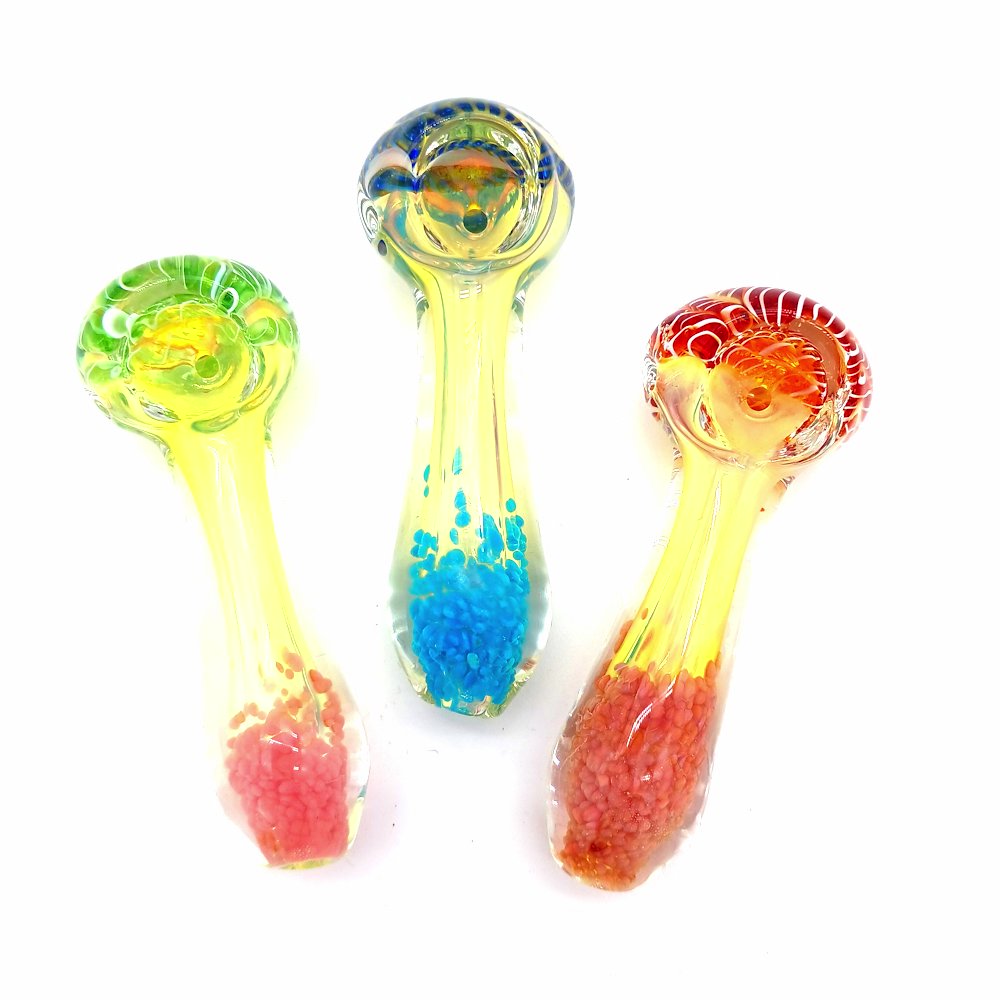 Swirl color head glass hand pipe featuring vibrant spiral glass design, thick durable construction, and compact ergonomic handheld shape for smooth and easy use.