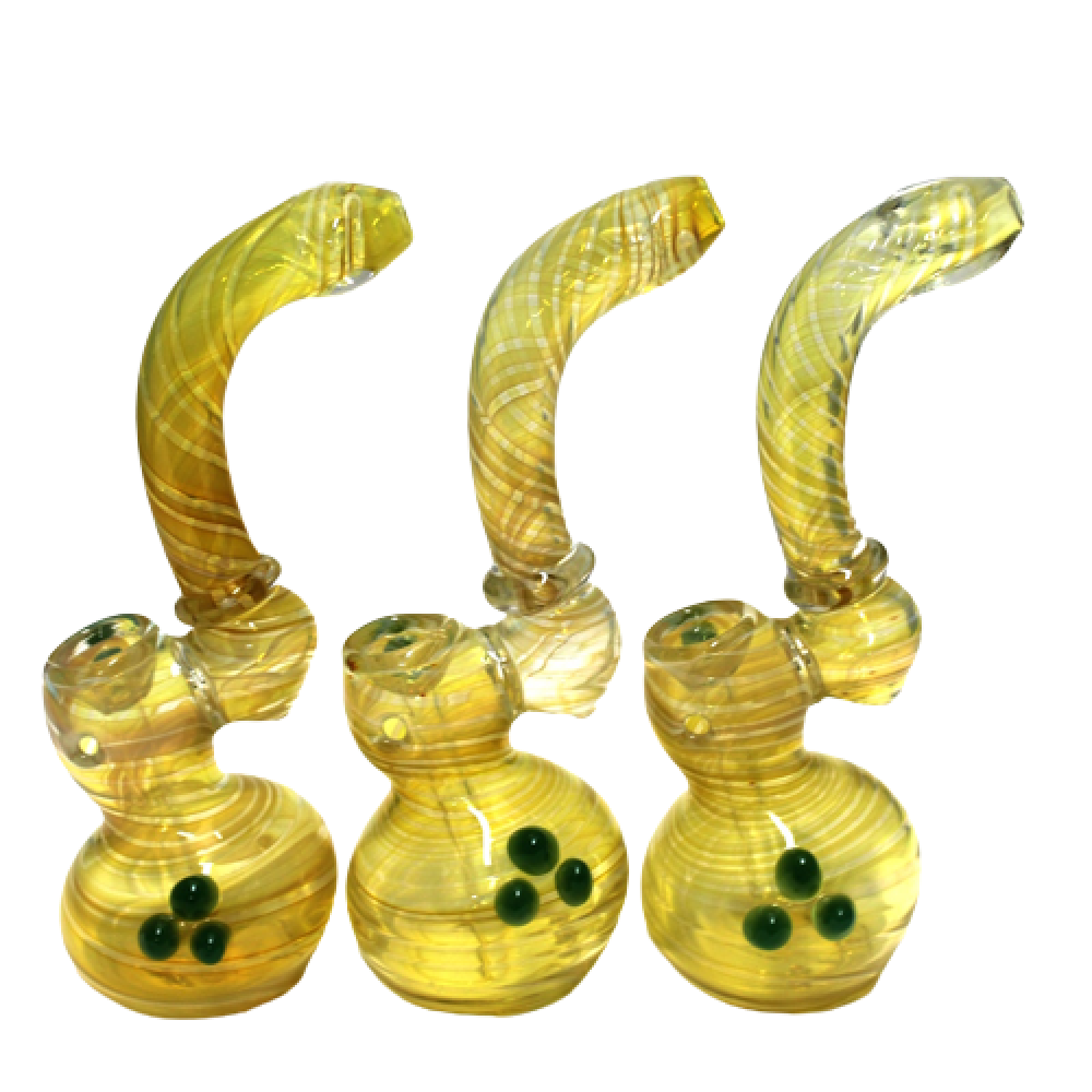 Swirl Color Heavy Duty Sherlock Style Bubbler with thick glass construction, colorful swirl detailing, and handcrafted craftsmanship.
