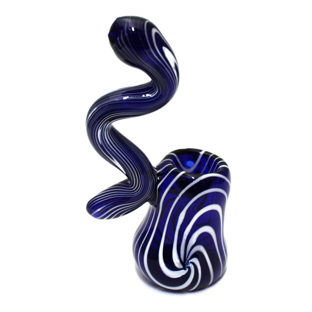 Swirl Color Sherlock Style Snake Shape Glass Bubbler Artistic Glass Water Pipe with Curved Snake-Inspired Design and Vibrant Swirl Pattern