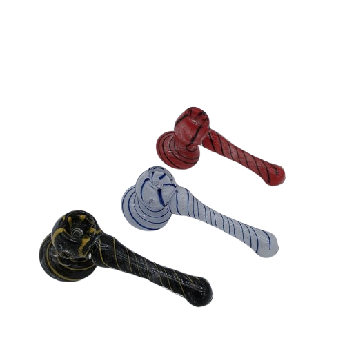 Swirl design small glass hammer pipe with decorative pattern and durable high quality glass body