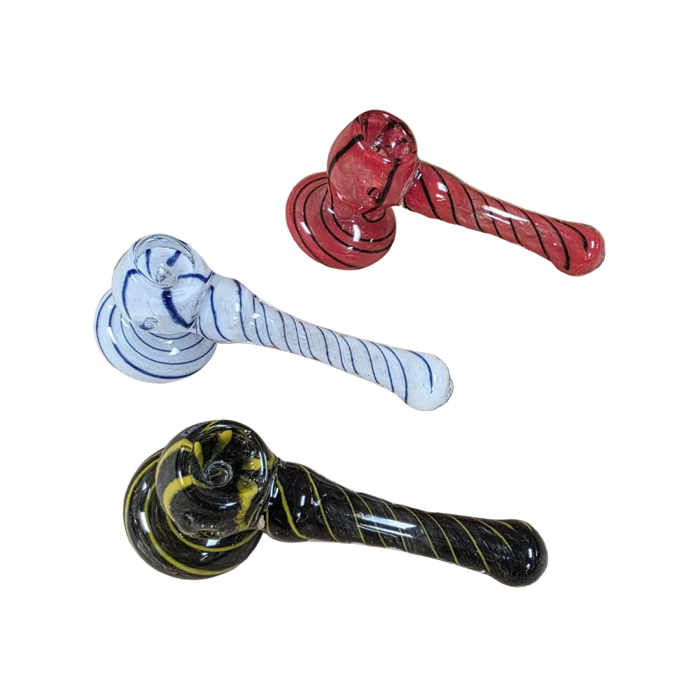 Small glass hammer pipe with swirl design stylish portable smoking accessory made from premium glass