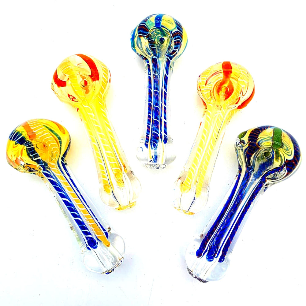 Swirl art color glass hand pipe with handcrafted multicolor swirl design, durable heat-resistant glass body, and smooth smoking experience for herbal us