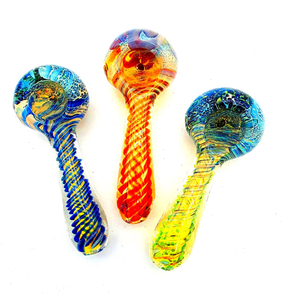 Swirl multi color glass hand pipe with handcrafted artistic design, durable heat-resistant glass body, and smooth smoking experience for herbal use