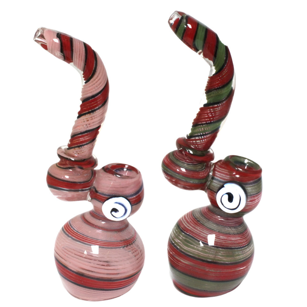 Large swirl multi color Sherlock style heavy-duty glass bubbler with vibrant handcrafted design for smooth smoke filtration and premium performance.