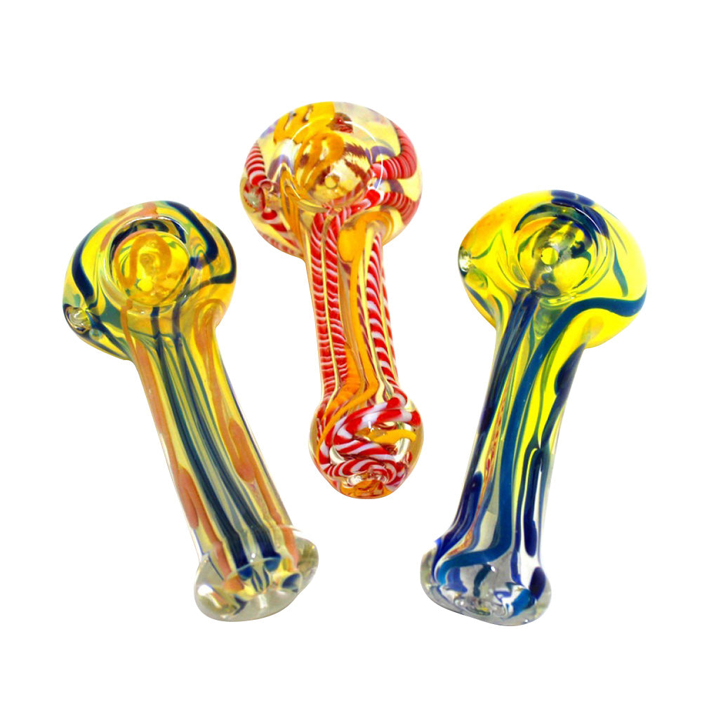 Swirl Multi Color Thick Heavy Duty Glass Hand Pipe with durable thick glass construction, vibrant swirl color patterns, and smooth airflow design