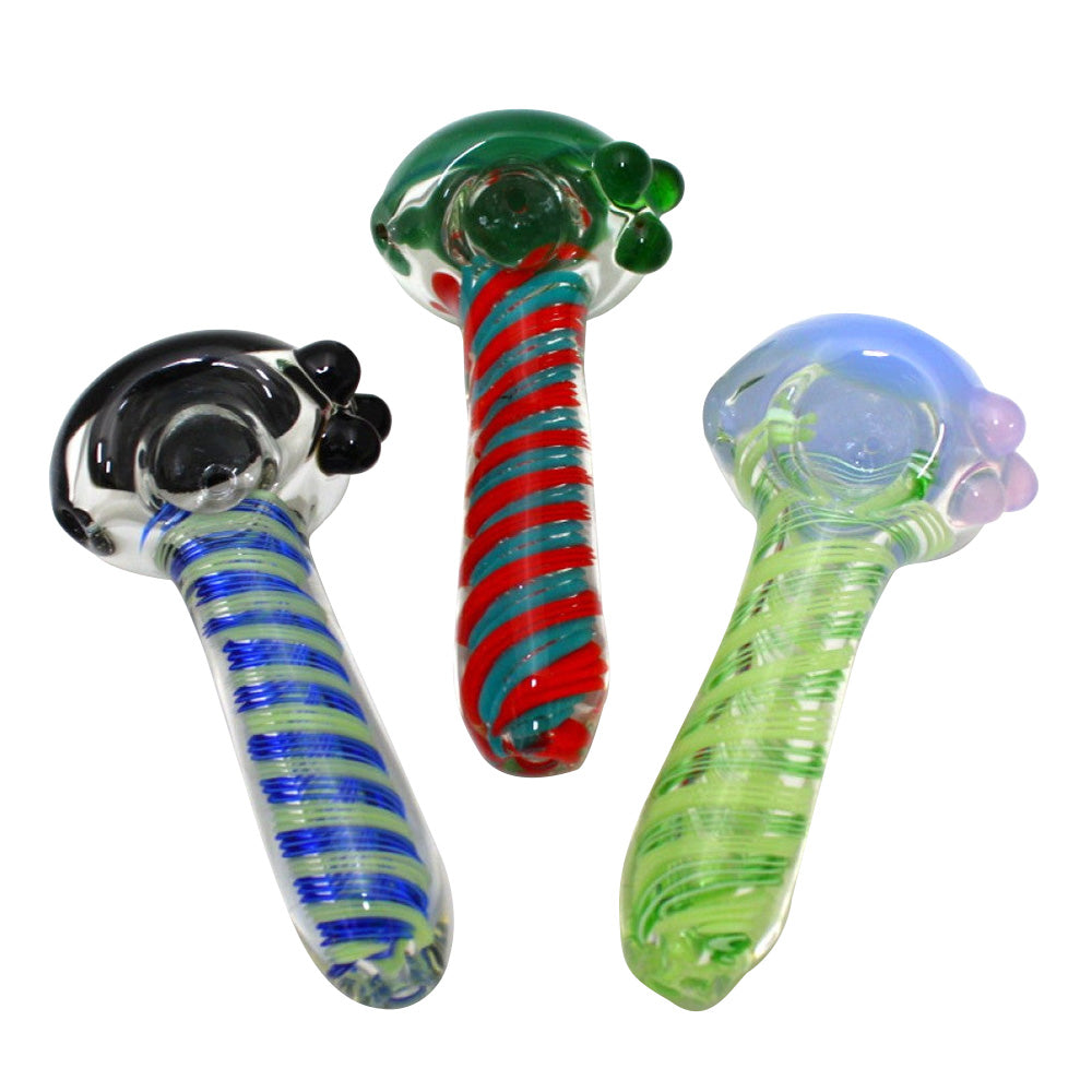 Swirl Tube Color Thick Heavy Duty Glass Hand Pipe with durable thick glass construction, colorful swirl tube design, and smooth airflow