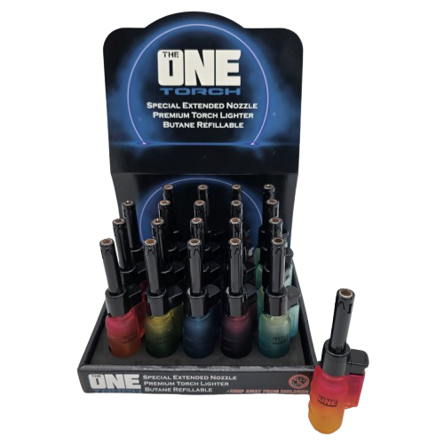 The One Torch butane jet flame lighter with high-powered adjustable flame for precise heating