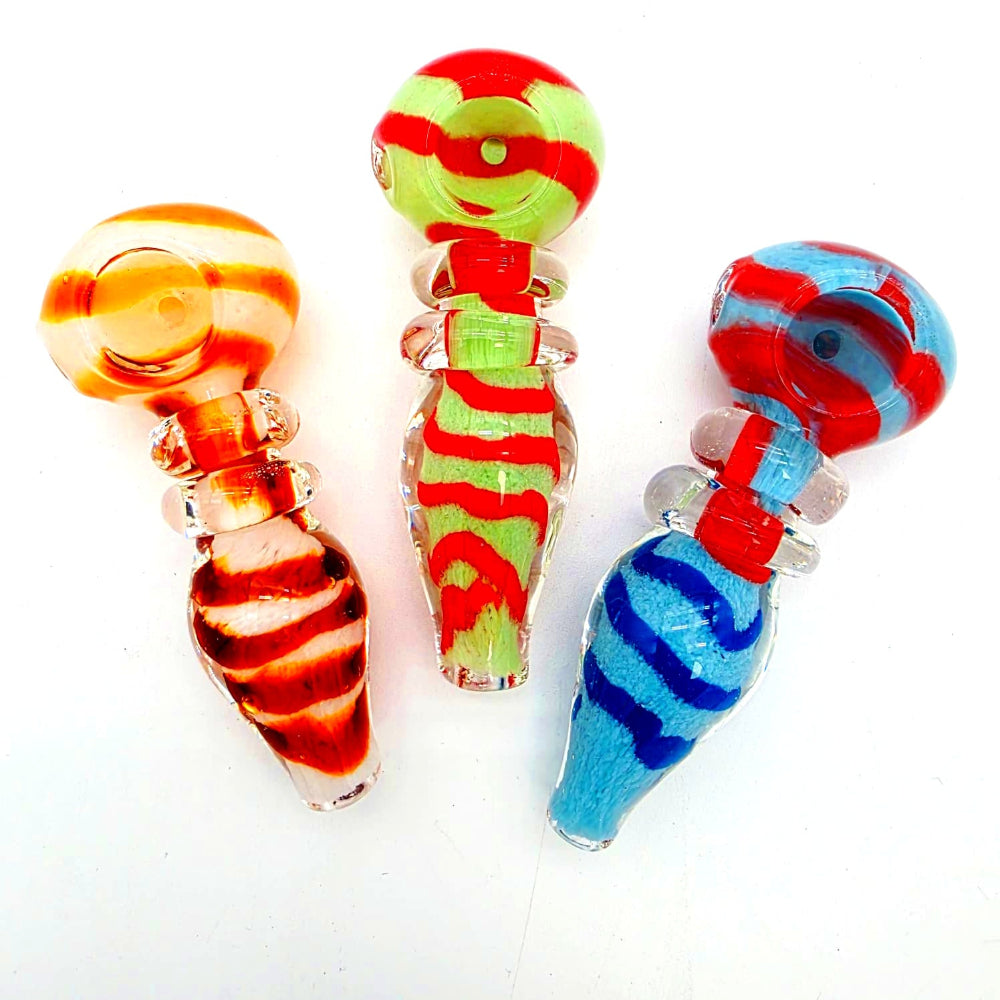 Thick art glass hand pipe with durable handcrafted design, colorful patterns, and smooth smoking experience for tobacco or herbal use