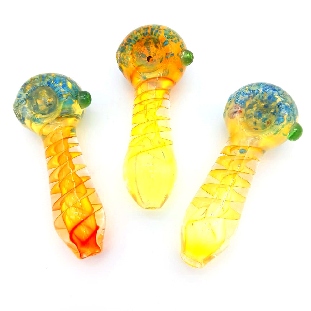 Thick Heavy Duty Glass Hand Pipe made from premium borosilicate glass, extra strong and durable build, heat-resistant compact handheld smoking pipe.