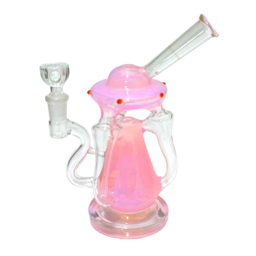 Triple turbine side arm dab rig water pipe with bowl, durable borosilicate glass with advanced percolation system for smooth and clean hits.
