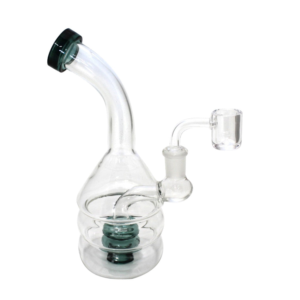 Tube color dab rig water pipe with 14mm male quartz banger durable borosilicate glass colorful tube design smooth water filtration system stable base structure.