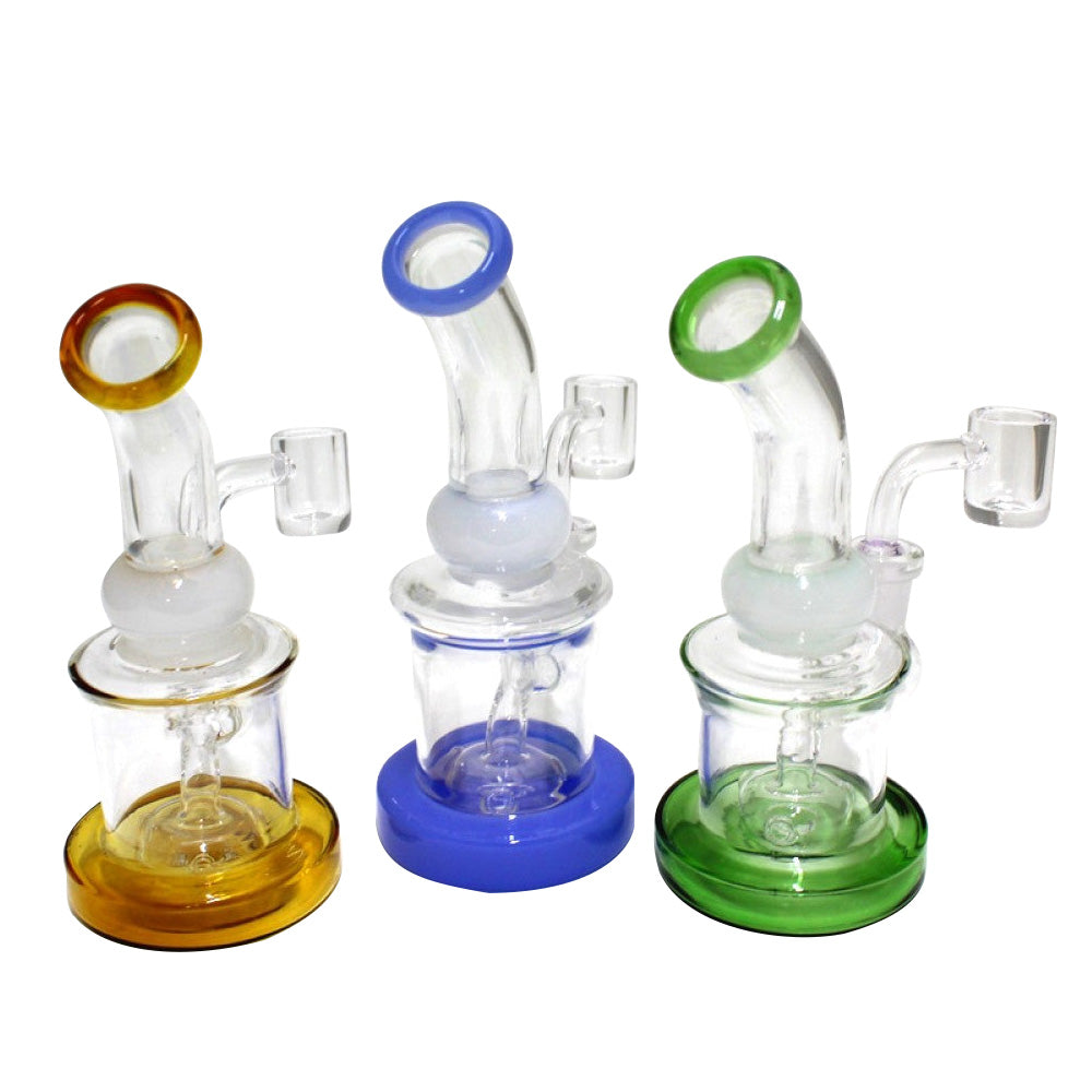 Tube color dab rig water pipe with 14mm male banger, premium glass body with smooth water filtration system for clean and smooth hits.