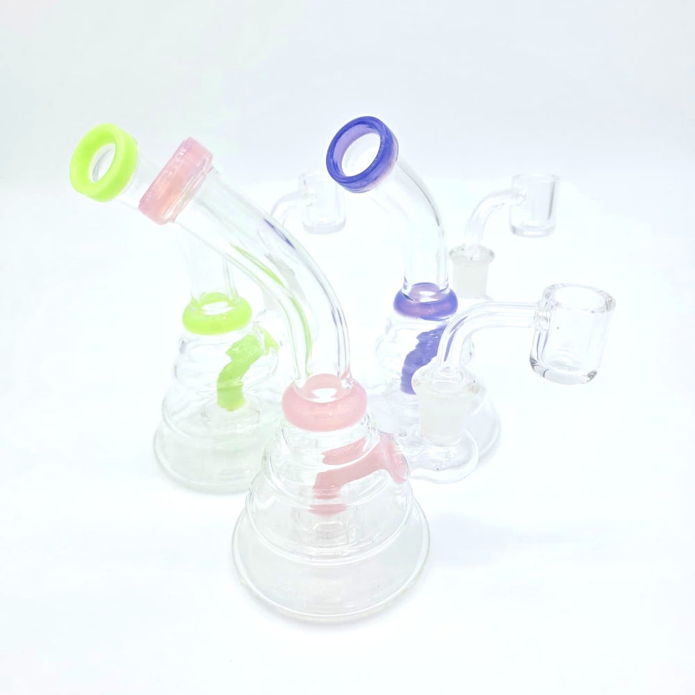 Tube Color Ribbed Design Water Pipe with 14MM glass bowl made from durable borosilicate glass for wholesale smoke shops