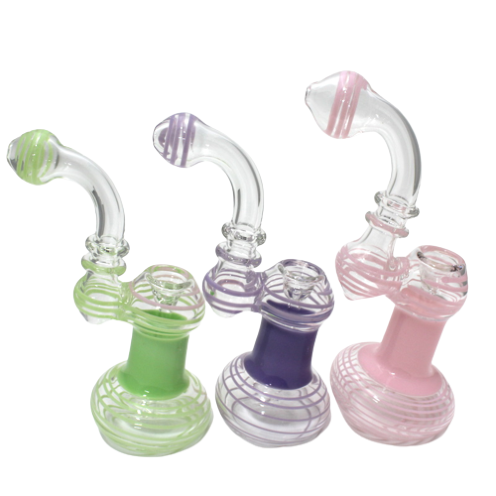 Tube Color Swirl Design Heavy Duty Bubbler Large Size with thick glass construction, colorful swirl detailing, and handcrafted craftsmanship.