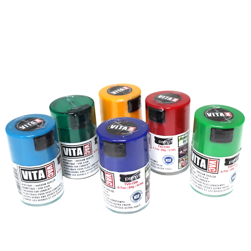 TV0 assorted color airtight jar 0.7 oz (0.06 liter) with strong sealing lid, durable container, and airtight protection for ultra mini storage use.