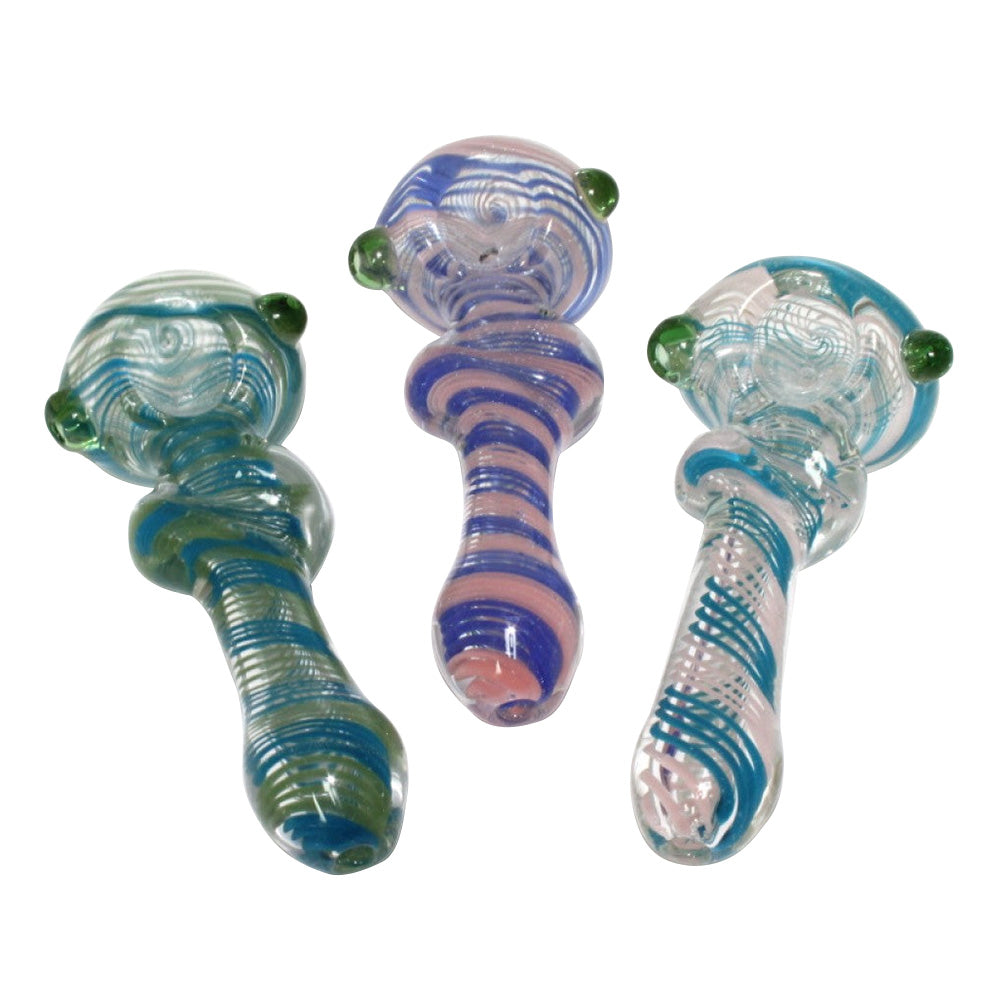 Twist Design Swirl Color Heavy Duty Glass Hand Pipe with durable glass construction, colorful swirl pattern, and smooth airflow design