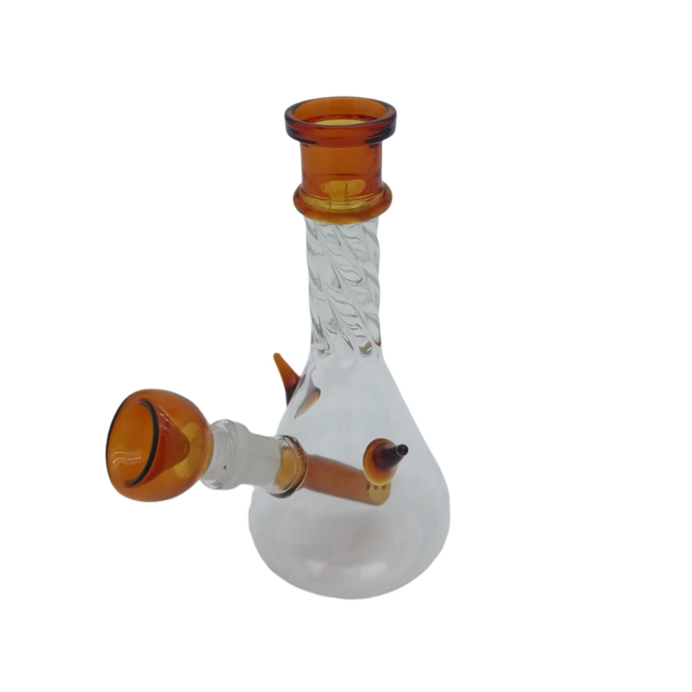 Color tube twisted design beaker water pipe with dome percolator and single side bowl, crafted from durable glass for smooth and filtered hits.