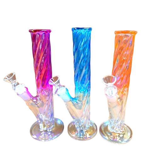Twisted design straight water pipe made with durable glass for smooth and consistent performance