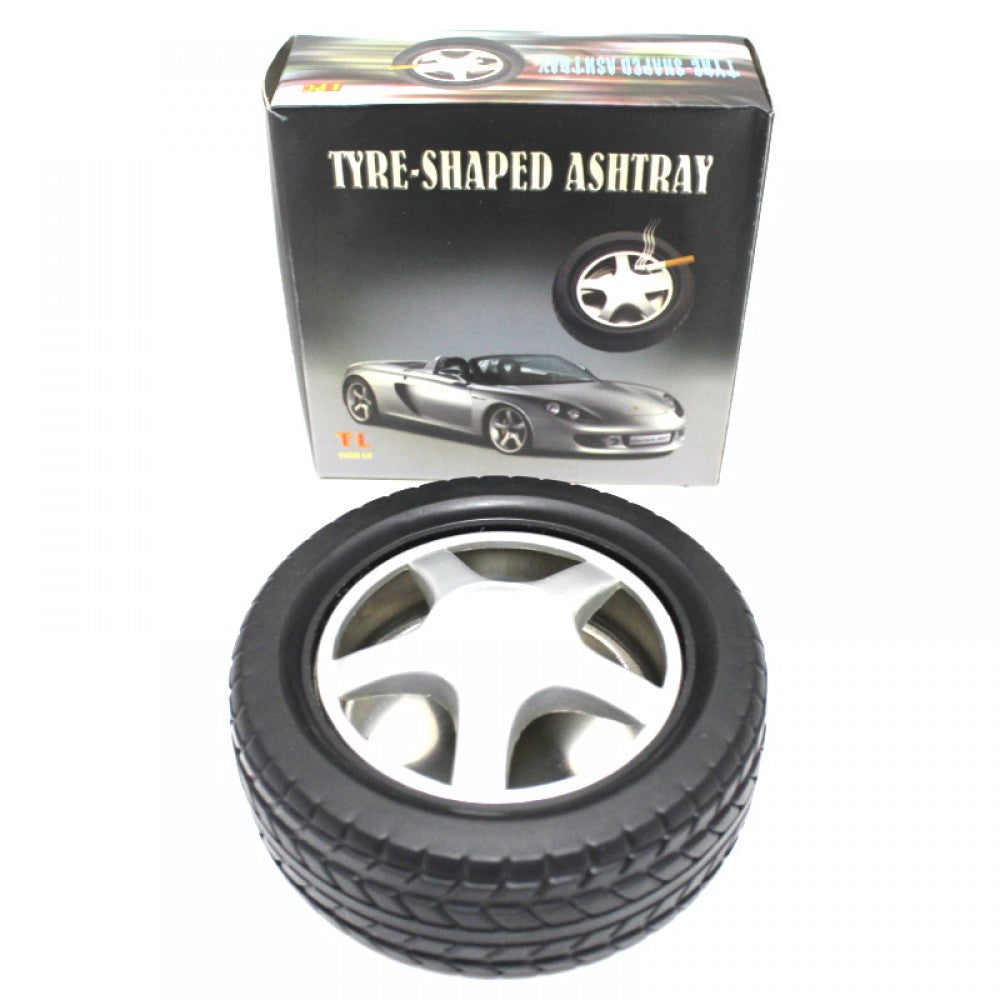 Small tyre shaped ashtray with durable heat-resistant material, compact and stylish ash holder ideal for home, office, and decorative use.