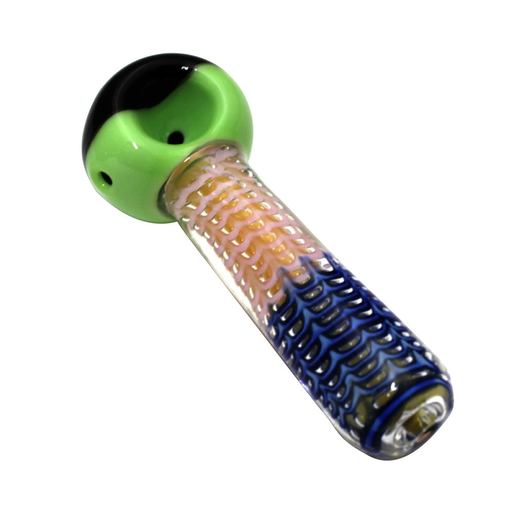 USA Color Bubble Art Design Heavy Duty Glass Hand Pipe featuring vibrant bubble art patterns, thick durable glass construction, and a colorful handcrafted design.