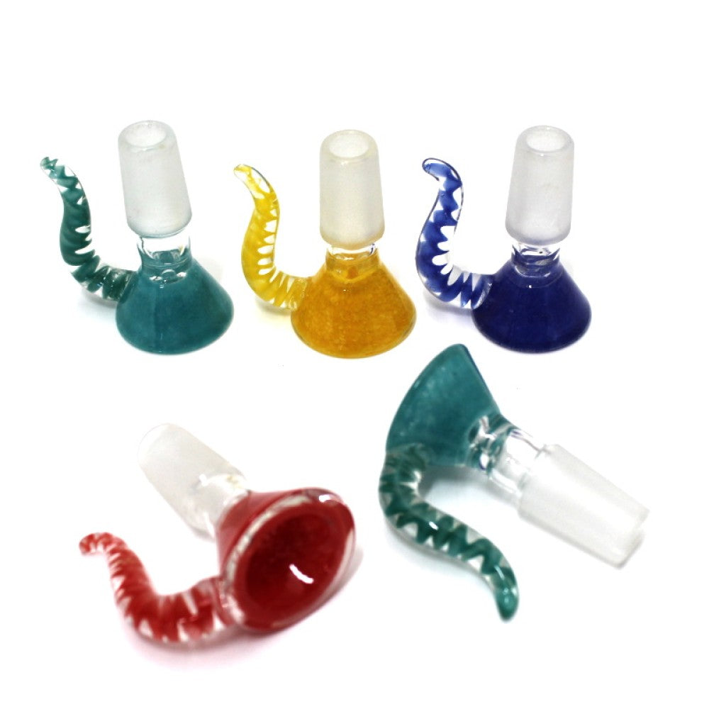 USA color handled design heavy duty glass bowl 14MM male made from durable heat resistant glass for smooth airflow.