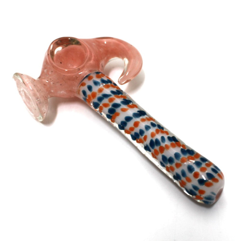 USA Color Multi Dotted Tube Glass Heavy Duty Hammer Large Size Hand Pipe with Vibrant Dotted Design and Thick Durable Glass Construction