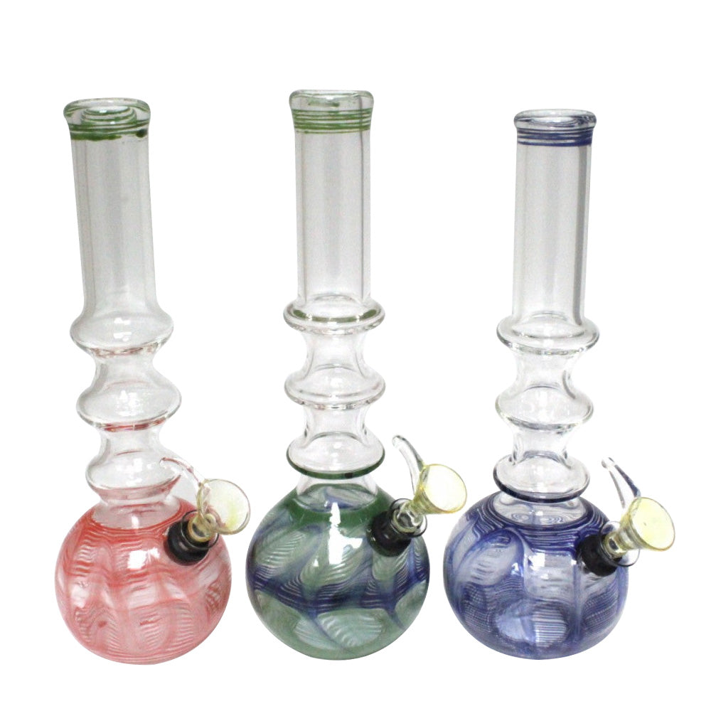 USA Made Round Art Triple Step Water Pipe Regular featuring durable thick glass construction, unique triple step round art design, and stable base.