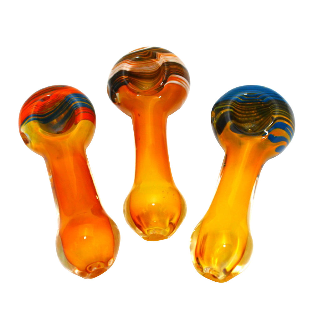 Swirl Color Heavy Duty Glass Hand Pipe with durable glass construction, vibrant swirl color patterns, and smooth airflow design