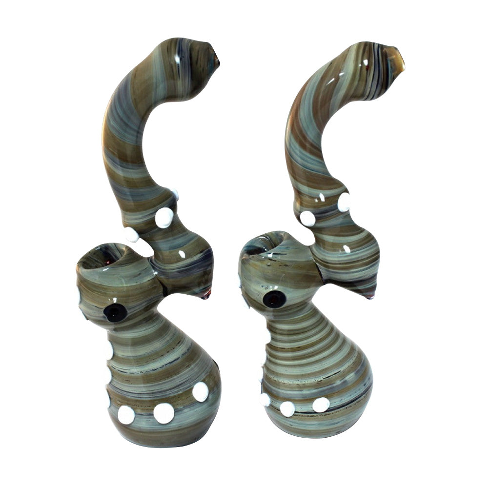 White Dot Design Heavy Duty Bubbler Large Size with thick glass construction, handcrafted white dot accents, and durable craftsmanship.