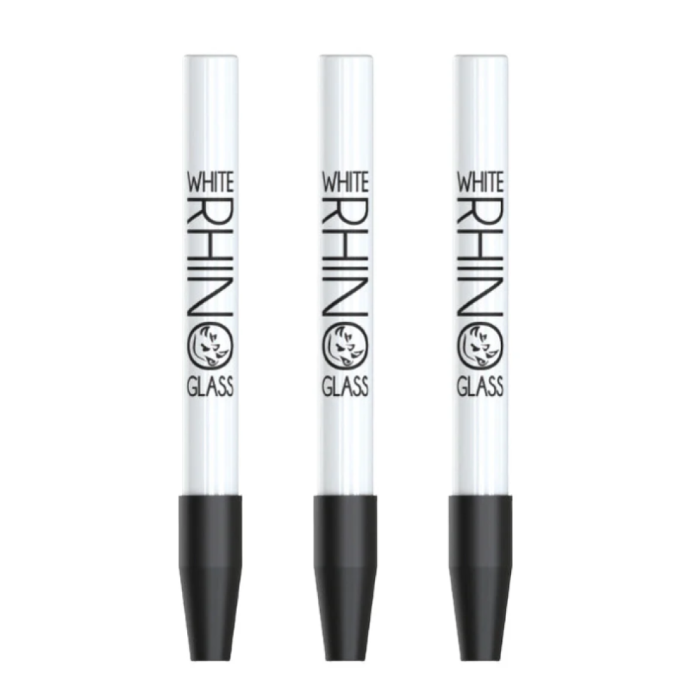 White Rhino ceramic dab straw display pack with silicone cap, 25 pieces set, heat-resistant and durable design for portable dabbing use.