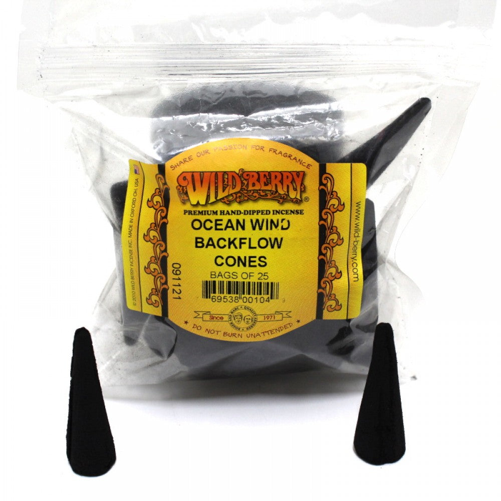 Wild Berry Backflow Cones 25pc aromatic incense cones with rich fragrance designed for smoke waterfall effect ideal for meditation and relaxation use.