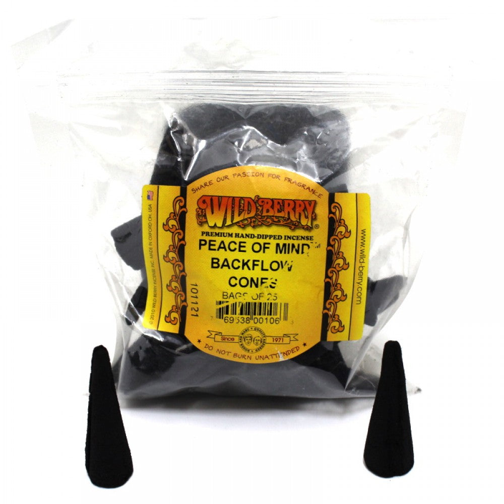 Wild Berry Incense 25 Backflow Cones box pack rich scented cones designed for smoke flow effect meditation relaxation and ambient fragrance use.