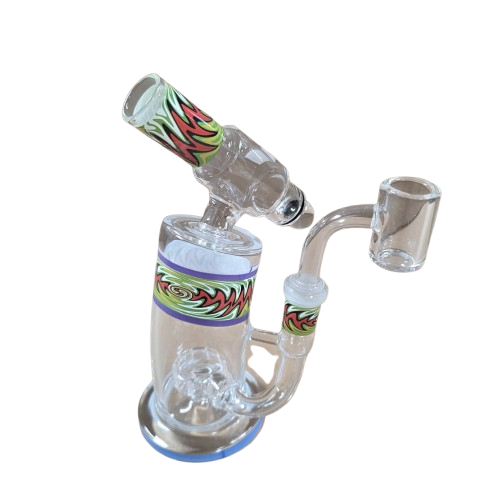 Zig zag color dab rig water pipe with 14mm male banger made from durable glass for smooth airflow and vibrant design.