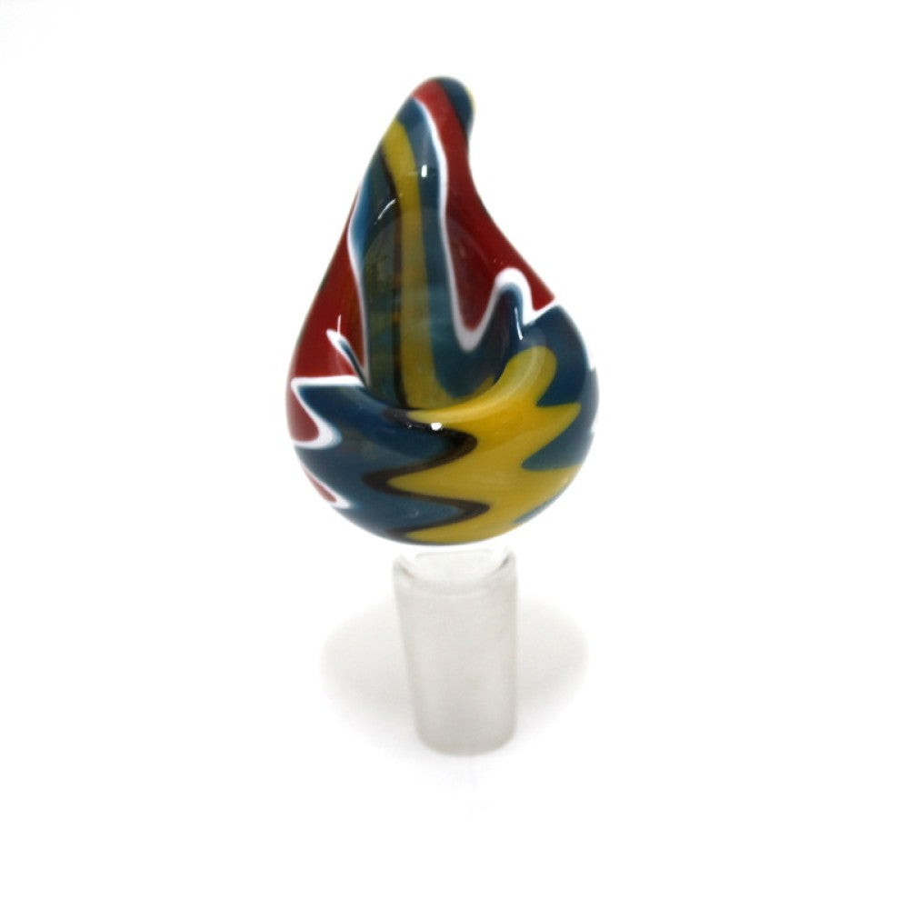 Zig zag color glass bowl 14MM male G-G made from heat resistant glass for smooth airflow and durability.