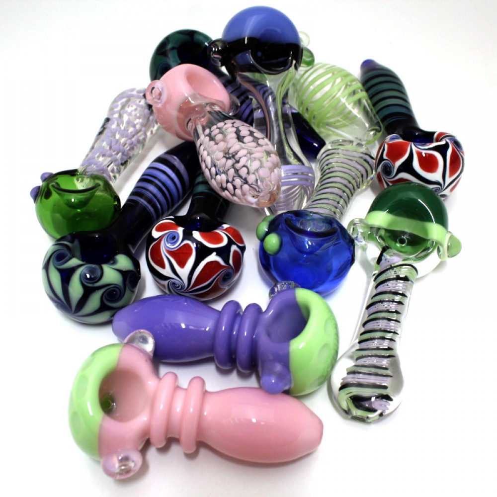 4'' Mixed And Match New Color Heavy Duty Glass Hand Pipe 12  Pcs Per Pack 