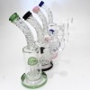 8'' Flat Bottom Tree Percolator Twisted Top Water Pipe With 14 MM Male Banger 