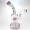 8'' Flat Bottom Tree Percolator Twisted Top Water Pipe With 14 MM Male Banger 