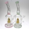 10'' Flat Bottom Twisted Top Water Pipe With 14 MM Male Banger 