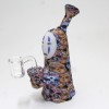 6" Silicon Multi  Print Color Dab Rig Water Pipe With 14 MM Male Banger 