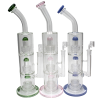 18'' Flat Bottom Triple Diamond Cut Design Percolator Heavy Water Pipe With 14 MM Male Banger 