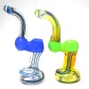 8" Tube Color With Clear Swirl Design Glass Bubbler