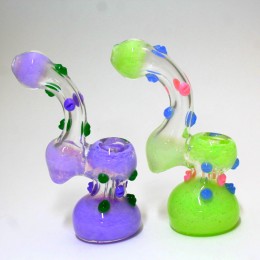 7" Color With Clear Doted Design Bubbler Large