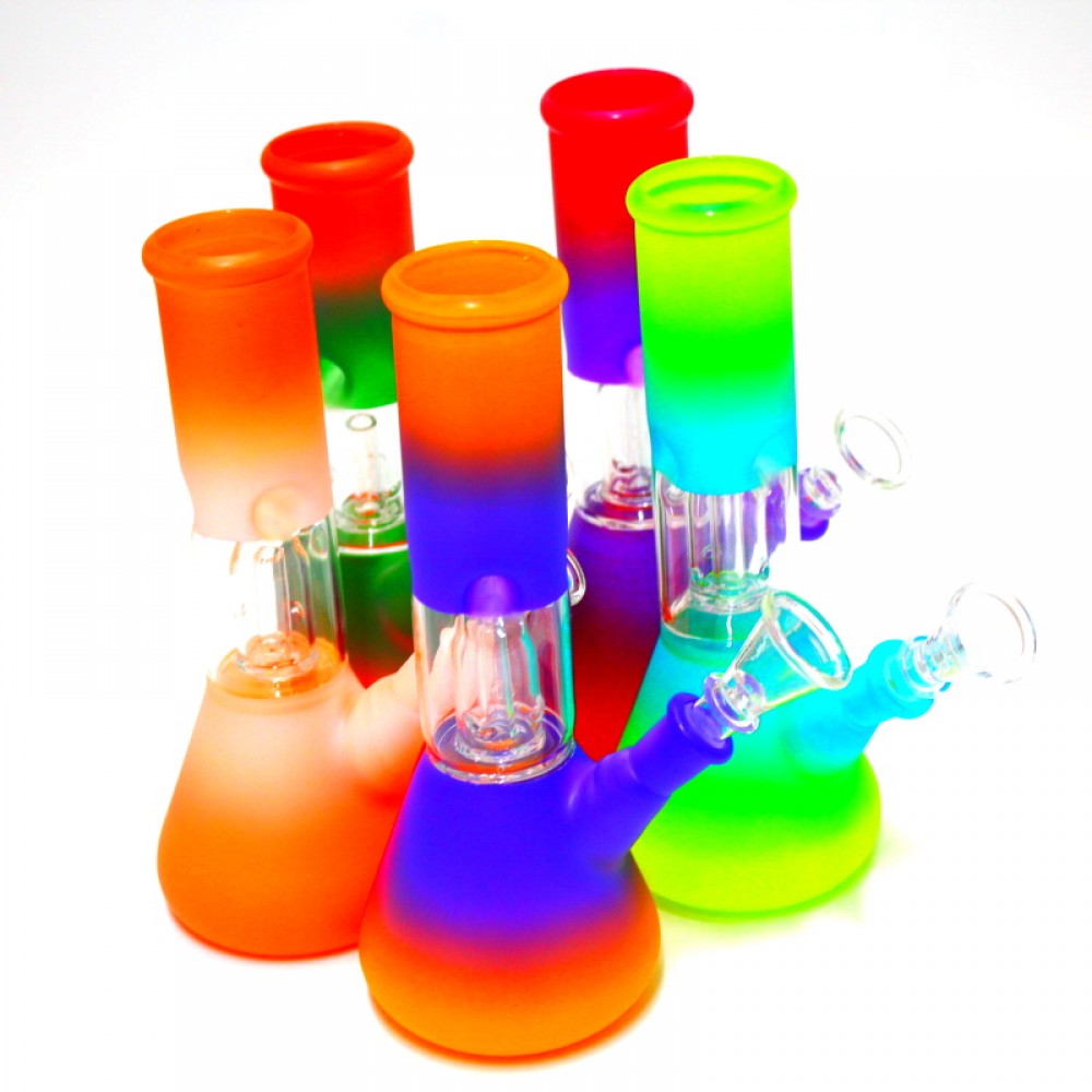 8" Multicolor Beaker With Dome Percolator Single Side Bowl Water Pipe