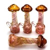 4.5'' Gold Fumed Mushroom Design Standing Extra Heavy Duty Glass Hand Pipe 