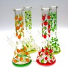 10'' Beaker Decal Art Fruit Design Water Pipe With 14 MM Male Bowl Glass On Glass 